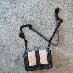 Black and Cream Quilted Chain Bag